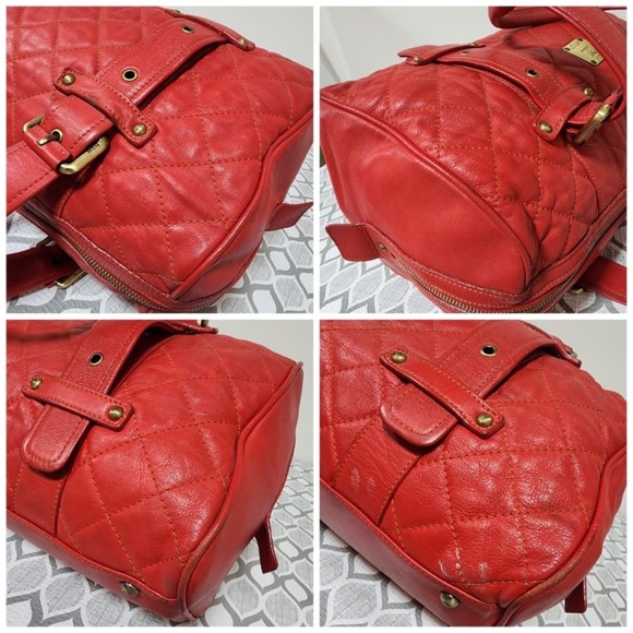 Authentic MCM Quilted Boston Leather Bag Red - Picture 6 of 14